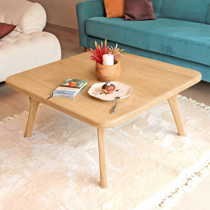 Table basse carrée en bois de chêne massif Sidney, 18" H x 32" L x 32" W