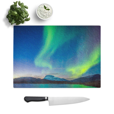 Glass Green Polar Lights Over Sweden Chopping Board