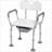 HOMCOM 3-in-1 Adjustable Chair Seating, Shower Chair with Back &amp; Arms, Bedside Commode Raised Toilet Seat for Seniors Disabled, Off-White