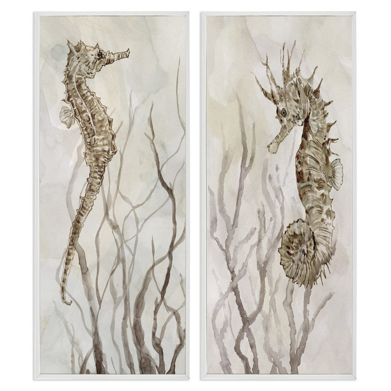 «Enchanted Sea Horse Ocean Algae Marine Life», peinture par Carol Robinson, H 10 po x l 24 po