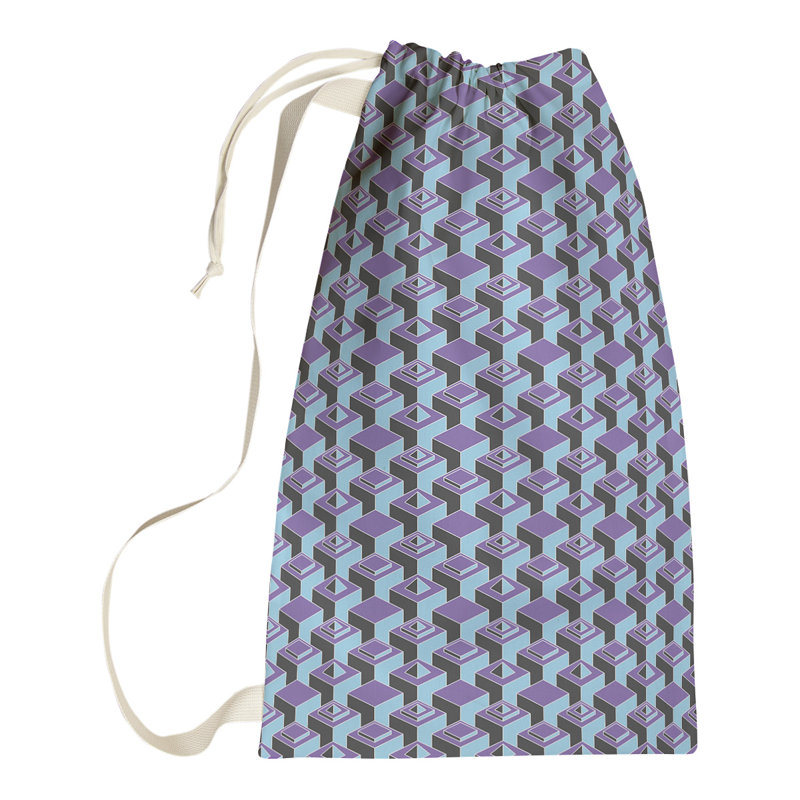 Sac à linge gratte-ciels, H 29 po x l 18 po x P 1,5 po, Mauve / bleu sarcelle