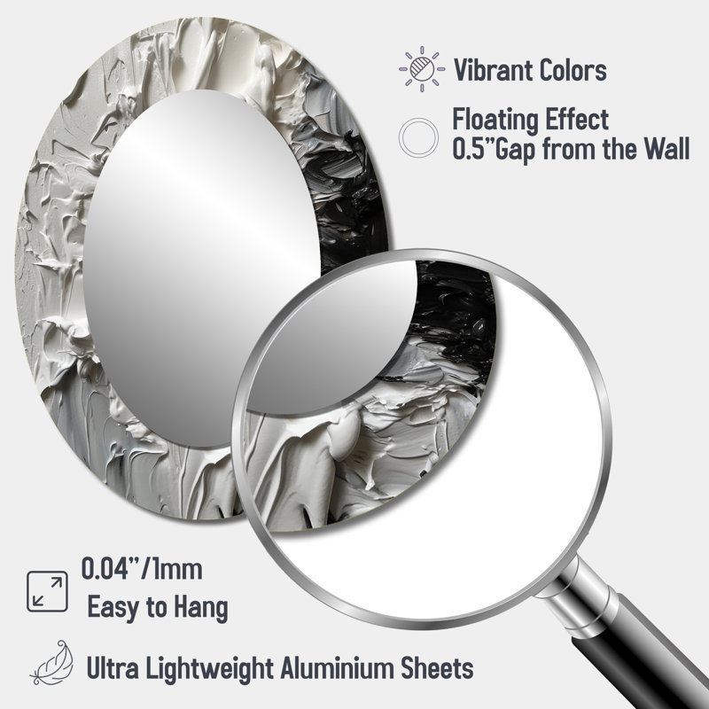 Miroir mural blanc et noir Tranquility Unleashed, 40 po x 30 po