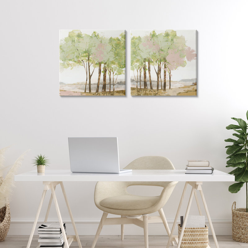 Ensemble de 2 toiles Idyllic Spring Awakening, design par Ian C., H 17 po x l 17 po