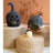 SET OF TWO BLACK CLAY JACK-O-LANTERNS