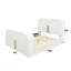 Shelyn blanc Teddy Sherpa et lit chromé Ek avec armoire à DEL, foyer, foyer et Bluetooth-650632453