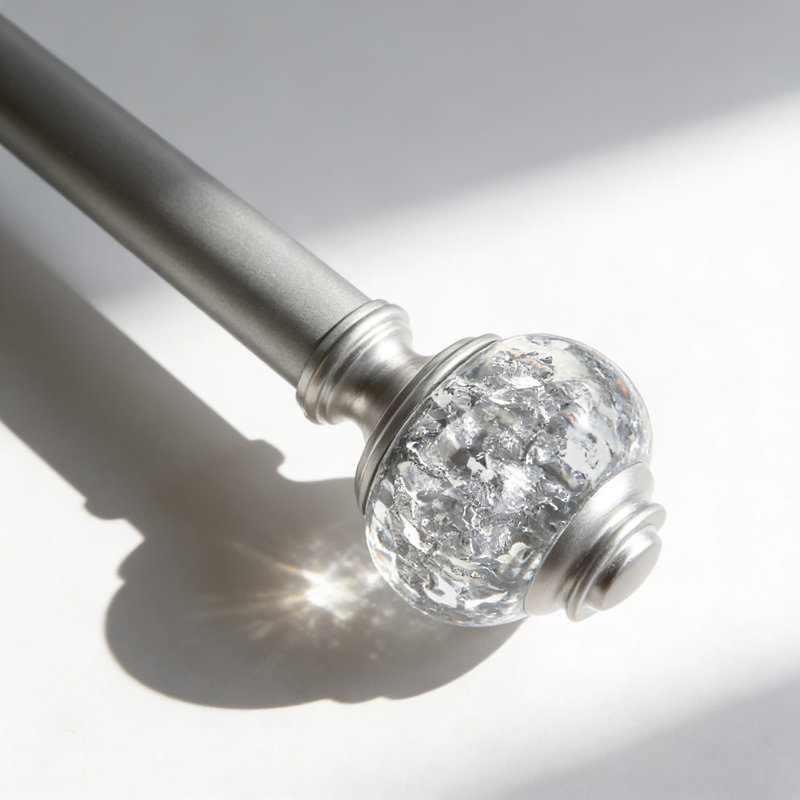 Tringle à rideaux télescopique avec fleurons décoratifs, tringle à draperie réglable pour fenêtres de 32 à 144 po, tringle en métal robuste de 7/8 po de diamètre pour la décoration intérieure