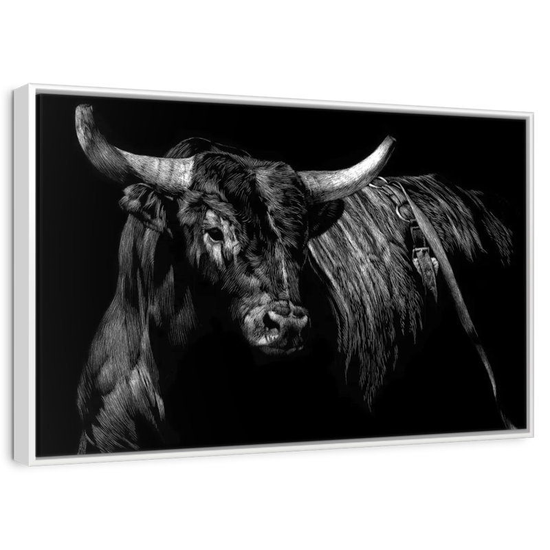 Brindle rodéo bull, Cadre flottant blanc, 43 po x 29 po