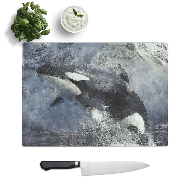 Killer Whale Painting Chopping Board, 0.4cm H x 20cm W x 28.5cm L