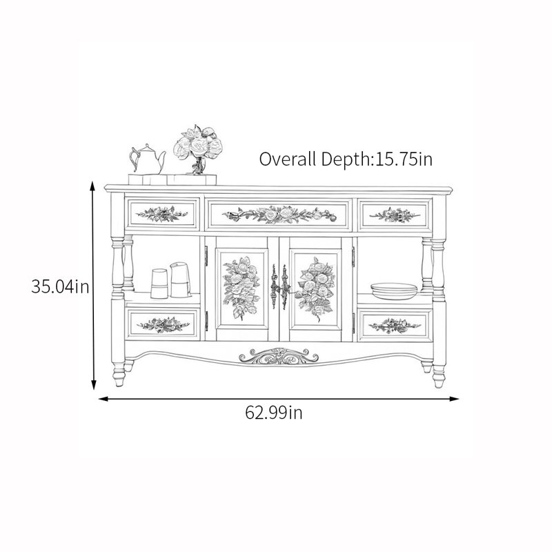Five drawer painted multi-function accent chest