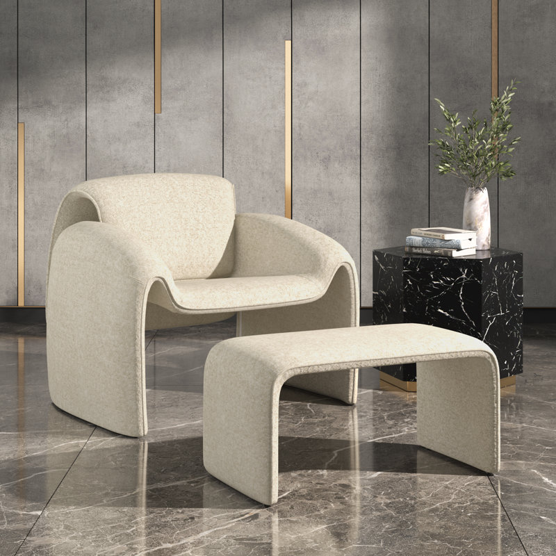 Fauteuil d'appoint avec repose-pieds Gainsborough, Ivoire