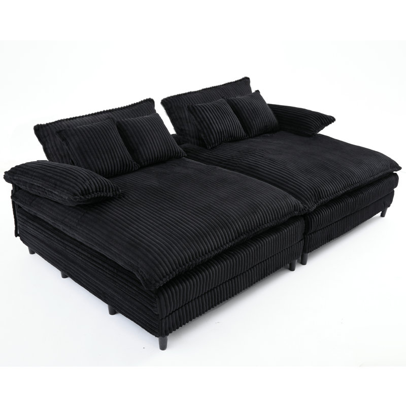  109" W Oversized Double Lounge Chaise, Black