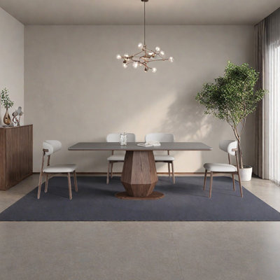 Gray sintered stone dining table set