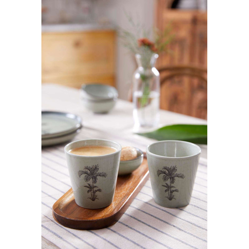Elegant Green Mug Set (2 Pieces), 3.3 x 3.3 x 3.1 inches | 100% Porcelain, 7.8 fl oz Capacity | Microwave-Safe & Dishwasher-Safe | Perfect for Home or Office, Stylish and Functional Design