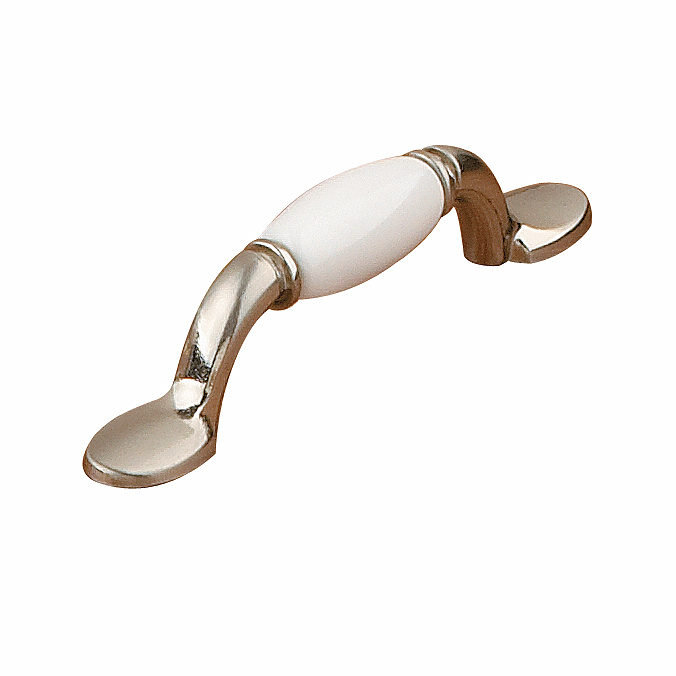Poignée arche 3 po Expression, Blanc / nickel brossé