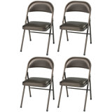 Red Barrel Studio® Sudden Comfort Deluxe Cinnabar Vinyl Seat Padded Folding Chair, (Set of 4)