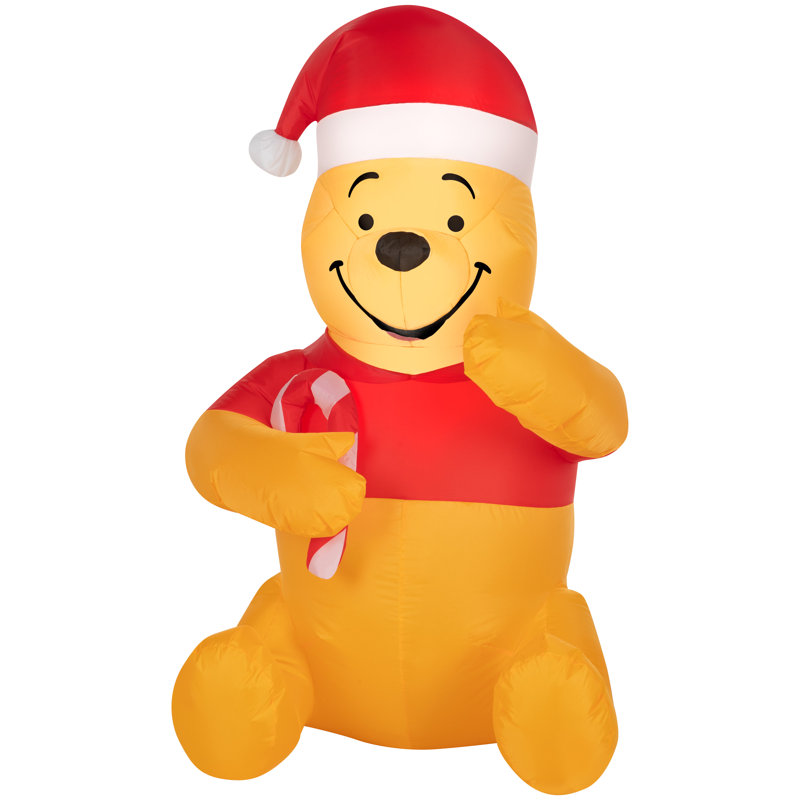 Lumière de Noël Airblown - Winnie l'ourson en chapeau de père Noël avec canne en bonbon-SM-Disney