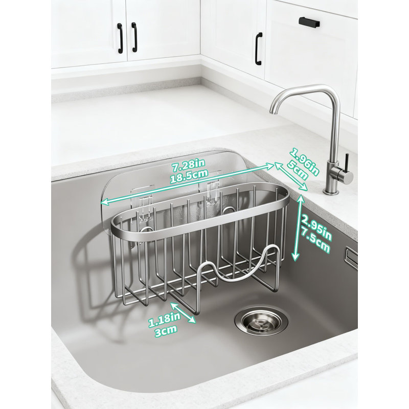 Porte-éponge de cuisine en forme de M, 2 méthodes d'installation, organisateur d'évier en acier inoxydable antirouille pour éponge, brosse et grattoir