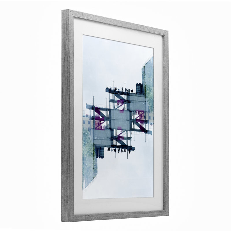 Symmetrical Industrial Structure Framed Print Under Glass, design by Robin Vandenabeele, Farmhouse Gray Frame, 20" H x 14" W