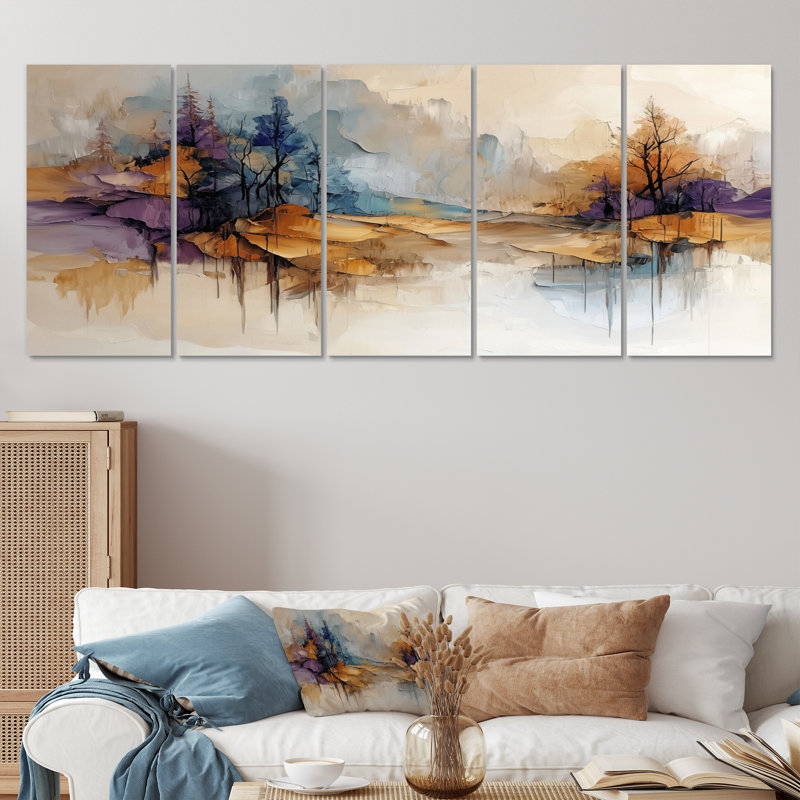 Hermon - Art mural forêt - Art mural traditionnel sur toile, H 32 po x l 80 po, 5