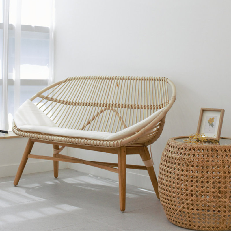 Banc rembourré en coton et lin Breeley