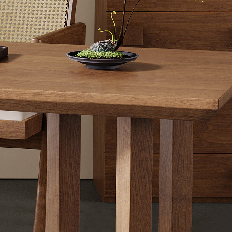 Table de salle à manger rectangulaire en bois massif brun, H 29,53 po x L 62,99 po x l 31,5 po