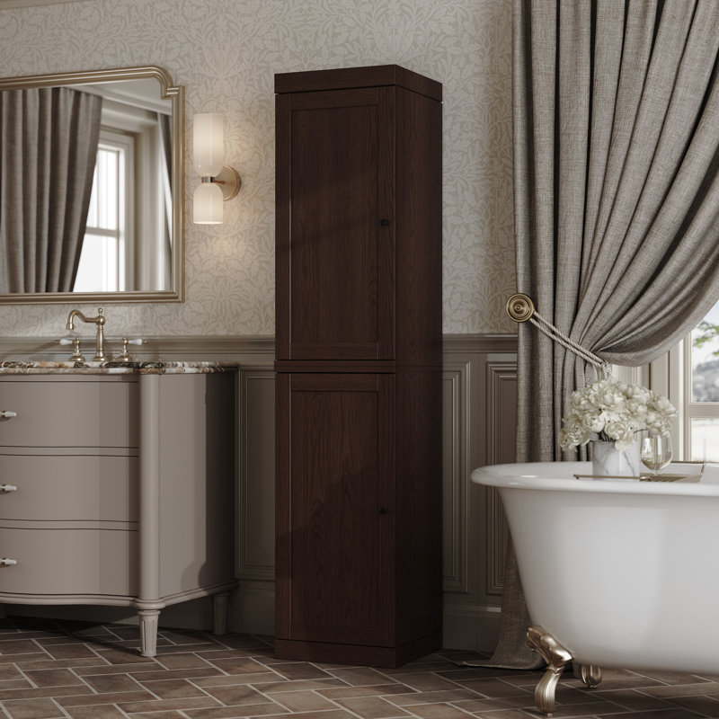 Palace Imports 100% Solid Wood Bathroom Cabinet – 16" Wide, 71.5" Tall, Storage Cabinet with Shaker Doors, Rich Cherry Oak
