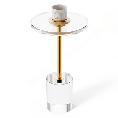 Table de bout en acrylique transparent, table d'appoint en acrylique avec base solide, plateau de table rond de 11,9 po x 11,9 po, hauteur de 21,4 po, pour le café, les boissons, la nourriture, les collations utilisées dans le salon, la chambre à coucher et le bureau