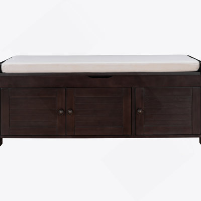 Storage Bench With 3 Shutter Doors (Espresso)