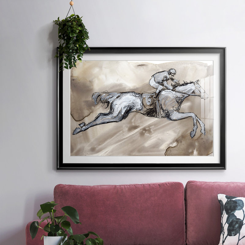 Off To The Races II, reproduction d'art encadrée, Noir, H 19 po x l 27 po x P 1,5 po
