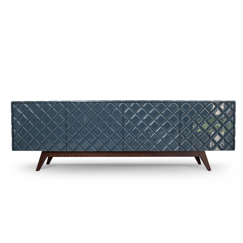 Buffet en bois massif 81 po, Bleu marine