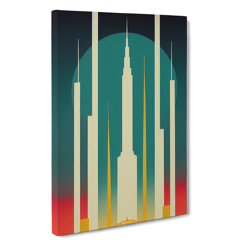 Art Deco City Architecture No.4 Skyscraper - Wrapped Canvas, 76cm H x 50cm W x 3cm D