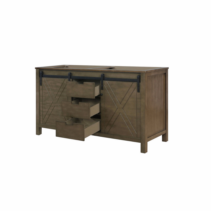 Meuble-lavabo double 60 po X P 22 po D, Brun