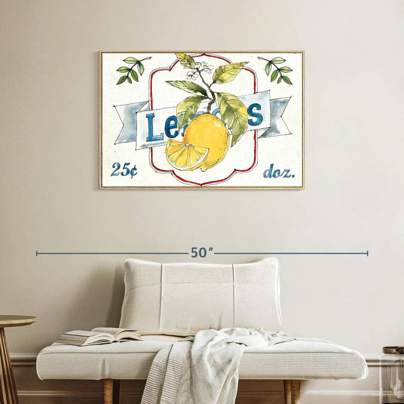 Plaque murale Fruit Stand II, Cadre flottant en bois naturel, 37 po x 25 po
