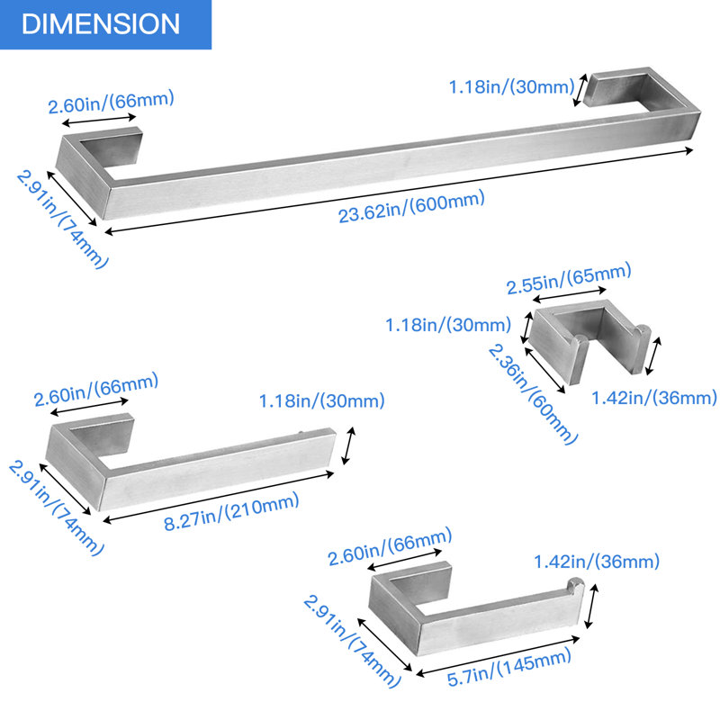 4 - Piece Bathroom Hardware Set, Brushed Nickel
