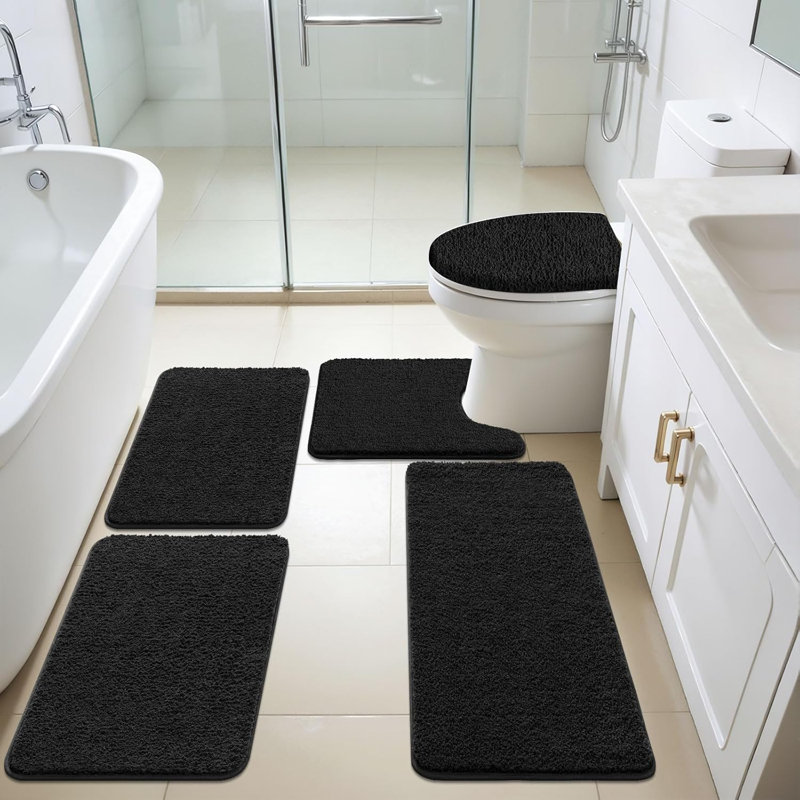 Bathroom Rugs Set, Black