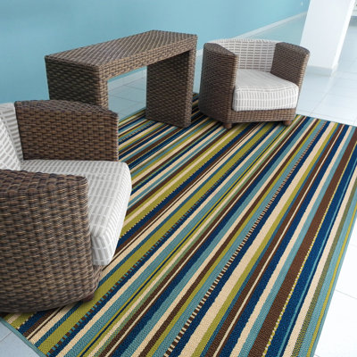 Brendel Striped Blue/Brown Indoor / Outdoor Area Rug