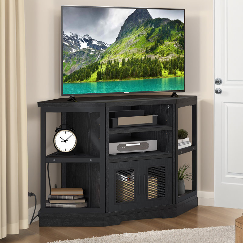  Ardynn Vintage Style Corner TV Stand, Media Consoles for TV Up to 50 inches, Black