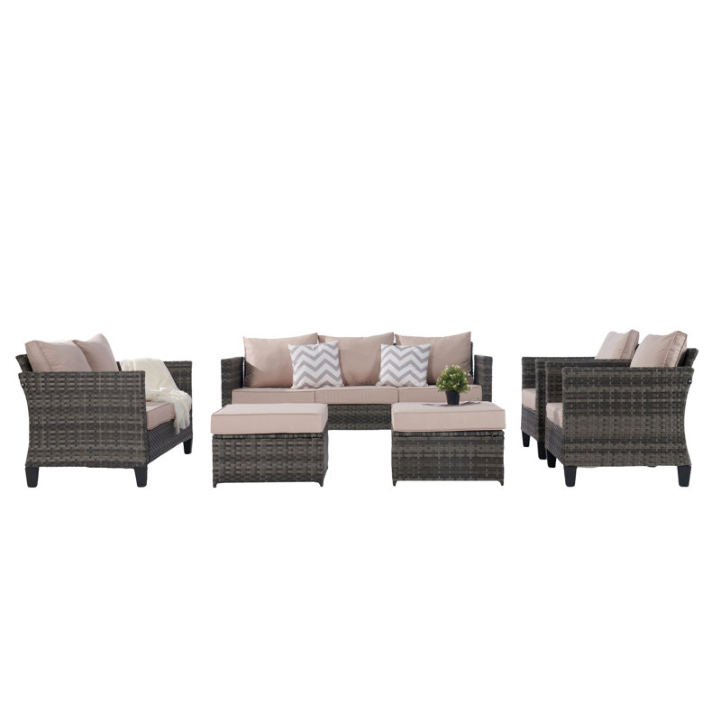 Wicker 9 - Person Patio Conversation Set, Sand