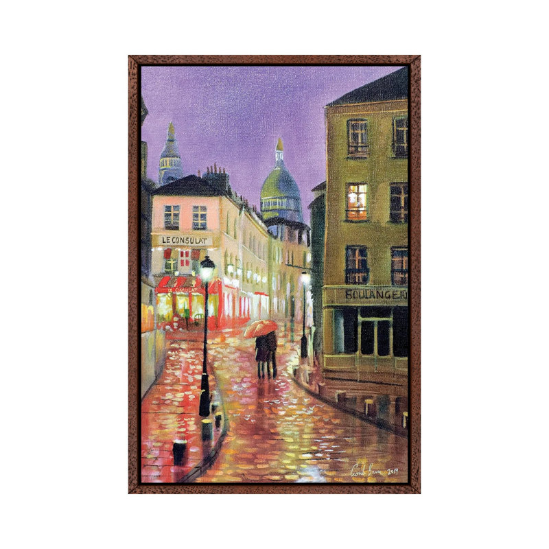 Montmartre 1 Piece Painting on Canvas, 66.04 cm H x 45.72 cm W, Classic Brown Wood Framed