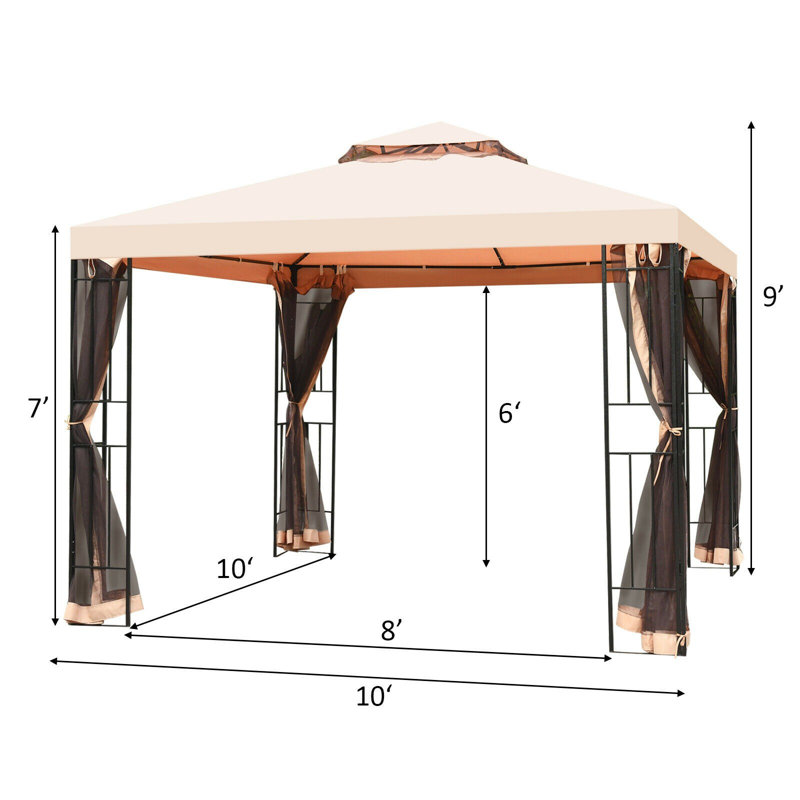 10 Ft. W x 10 Ft. D Steel Patio Gazebo