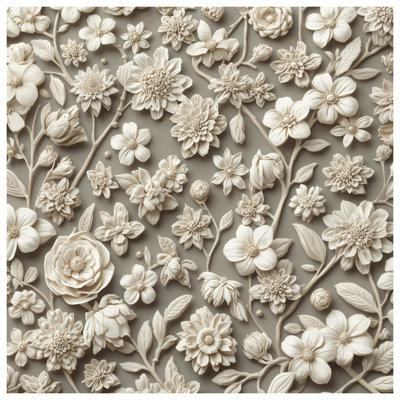Intricate Beige Floral Arrangement Comforter