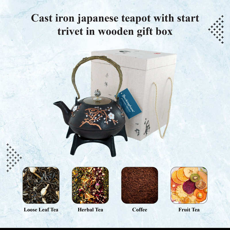Buckingham Cast Iron Japanese Teapot Star Trivet Gift Box