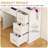 35-inch LED Lighted Vanity Mirror with 10 Bulbs, 3 Lighting Modes, 4 Shelves + 4 Drawers, Built-in Power Outlet, White (Christmas Decorations Not Included)-2128604740