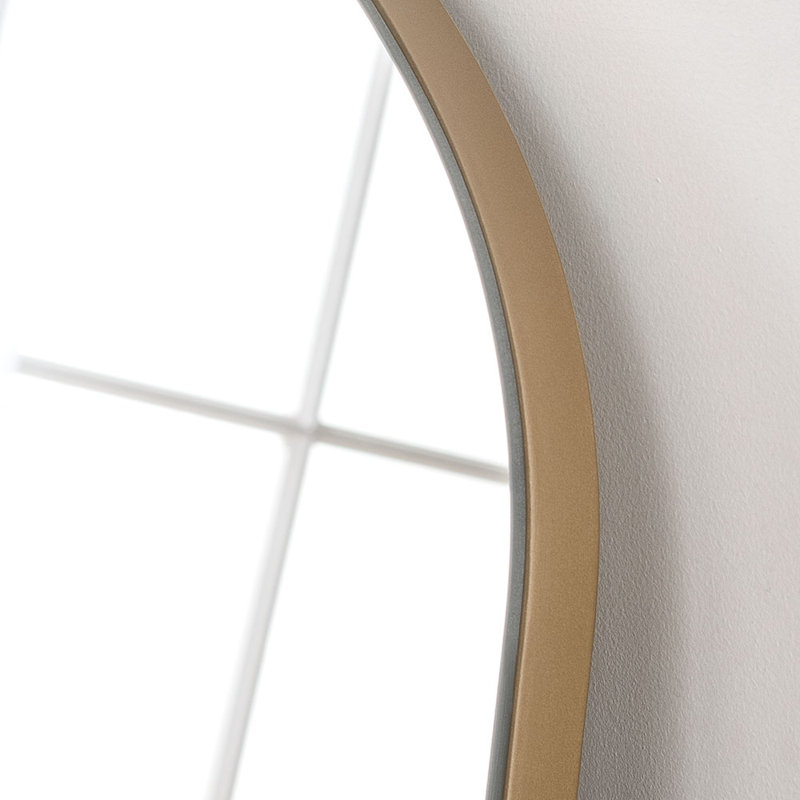 Iftu Wood Flat Mirror, Matt Gold