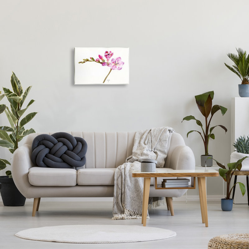 White Orchid Flower Sprig Wall Plaque Art on MDF Wood