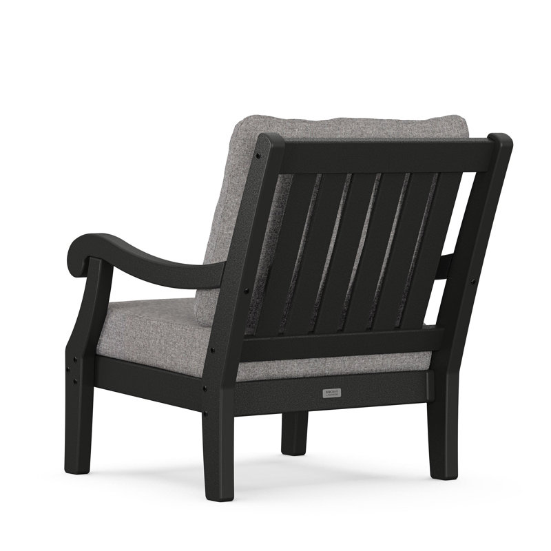 POLYWOOD x Birch Lane Verlyn 4-Piece Deep Seating Set with Sofa, Gray Mist Cushion/Black Frame