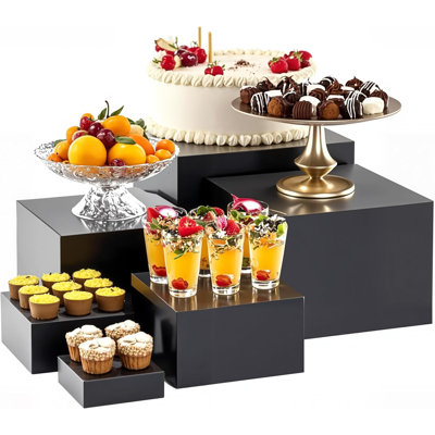 6 risers de buffet en métal noir mat, 5-10 po Présentoirs gigognes avec fond creux pour la restauration et le dessert