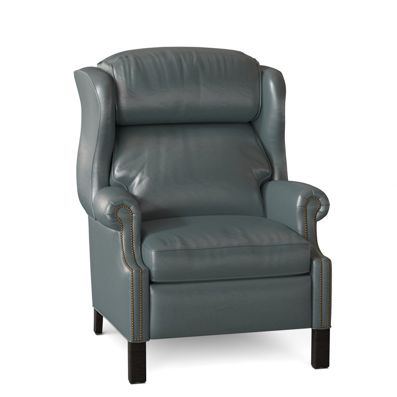 Chippendale Recliner, Outsider Raven Genuine Leather, Cobblestone, #9 French Natural