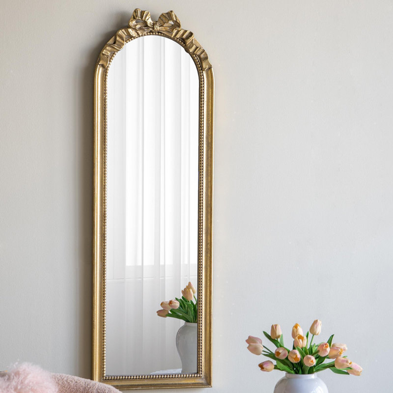Miroir mural 48,8 "x 15,8" arqué avec cadre doré, 48,8 po x 15,8 po