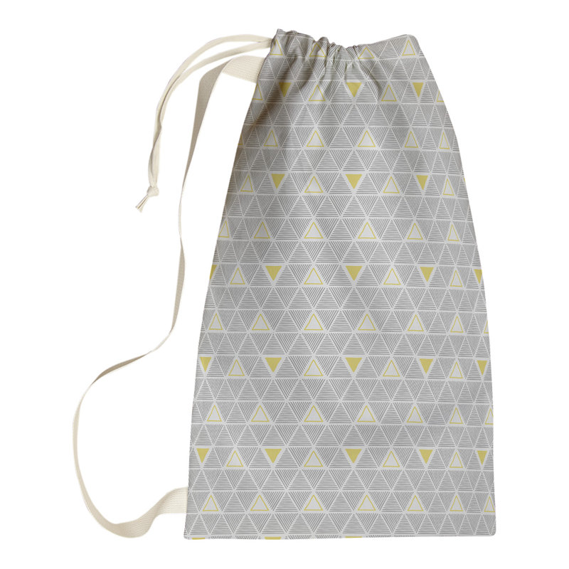 Sac à linge triangles dessinés à la main, H 36 po x l 28 po x P 1,5 po, Jaune